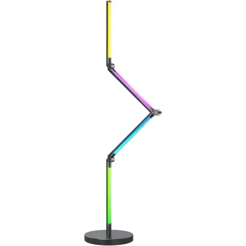 Lampadar de podea/perete LED RGB-IC inteligent Calex Gaming, Wi-Fi, Bluetooth, 12W, dimabil, lumina alba si colorata, 140 cm, Clasa energetica F