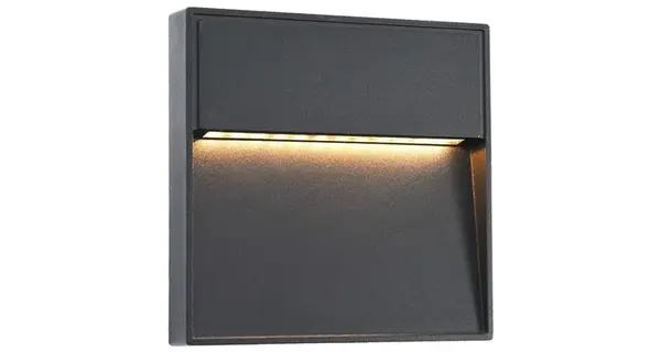 Lampi de perete led de exterior, 2 buc., negru, 3 w, patrat