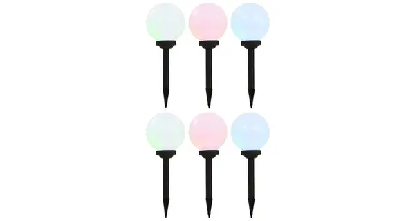 Lampi solare de exterior, 6 buc., 20 cm, rgb, sferic, led