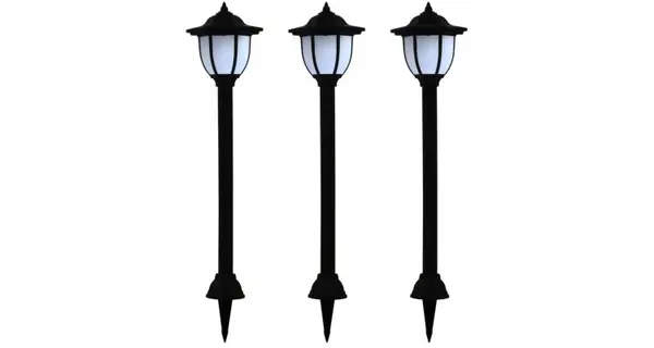 Lampi solare de exterior cu LED, 3 buc, negru