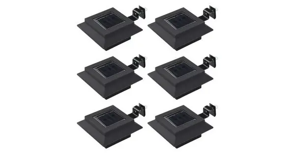 Lampi solare de exterior cu LED, 6 buc, negru, 12 cm, patrat