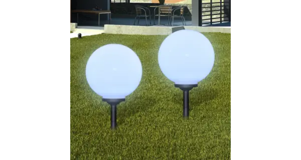 Lampi solare de gradina in forma de glob cu tepusa LED 2 buc.