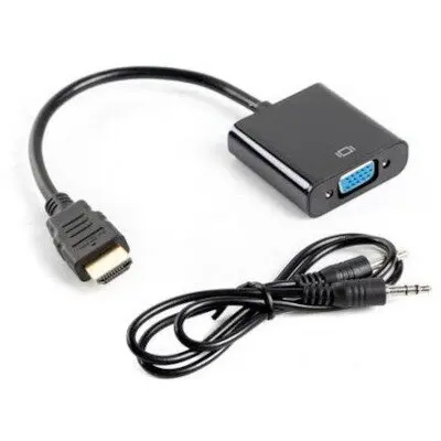 LANBERG Adaptor Lanberg AD-0017-BK, 1x HDMI Male - 1x VGA Female + Jack 3.5 mm, cu cablu audio, Negru