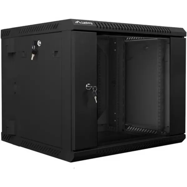 LANBERG Cabinet metalic Lanberg WF02-6609-10B 9U, Wall mount, 600 x 600, Temper glass door, Negru