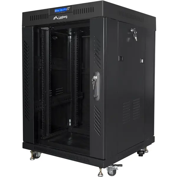 LANBERG Cabinet Rack Lanberg FF01-6615-12BL, Free-standing, 19 inch, 15U, dimensiune 600 x 600 mm, usa sticla securizata, Negru