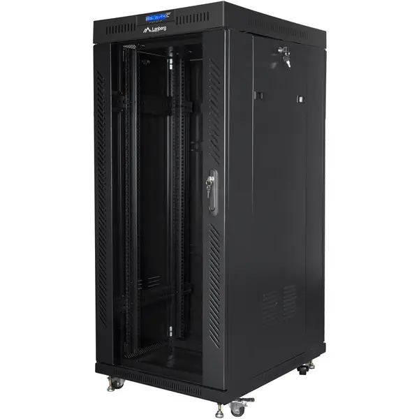 LANBERG Cabinet Rack Lanberg FF01-6827-12BL, Free-standing, 19 inch, 27U, dimensiune 600 x 800 mm, usa sticla securizata, Negru