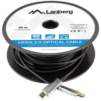 LANBERG Cablu HDMI 30m prin fibra optica, 4K, CA-HDMI-20FB-0300-BK
