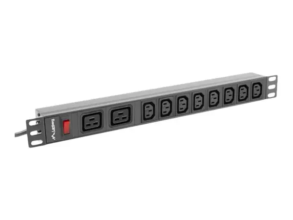 LANBERG PDU 19 1U, 16A - 2 C19 + 8 C13, Cablu 2m, Intrare C20, 4000W, Protectie Supratensiune