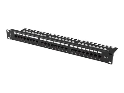 LANBERG PPU6 1124 B - Patch Panel 24 Porturi, 1U, 19 , Cat.6 UTP, cu Organizator Cablu, Negru