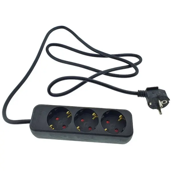 LANBERG Prelungitor cu 3 prize schuko, Lanberg 42923, lungime 1.5 m, 2300W, contact de protectie, negru