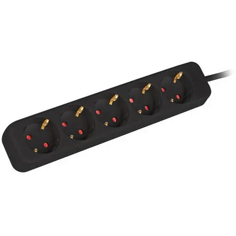 LANBERG Prelungitor cu 5 prize, Lanberg, Cablu 3 m, Negru