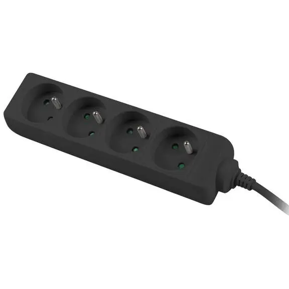LANBERG Prelungitor pentru UPS, lungime 1 m, 4 prize cu soclu CEE 7/5 , Lanberg 41950, IEC 320 C14, 2500 W, Negru