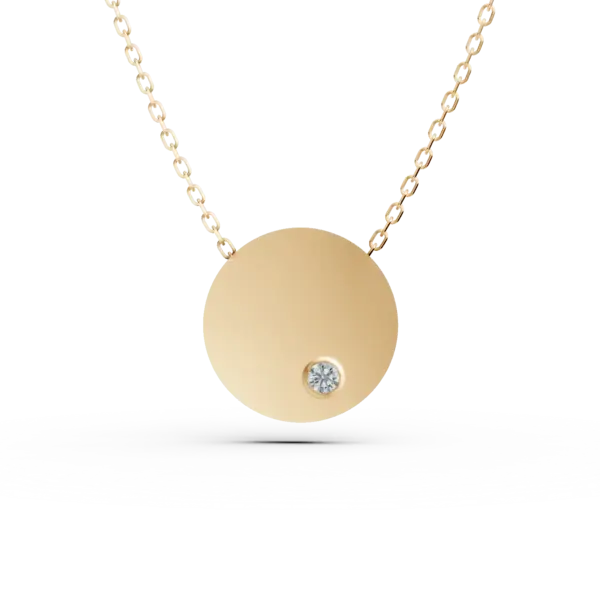 Lant cu pandantiv cerc din aur galben si diamant de 0.005ct