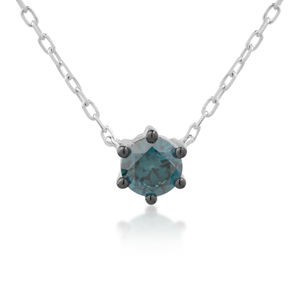 Lant cu pandantiv din aur alb cu diamant albastru de 0.53ct
