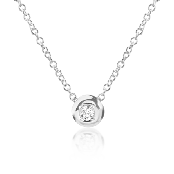Lant cu pandantiv din aur alb cu diamant de 0.041ct