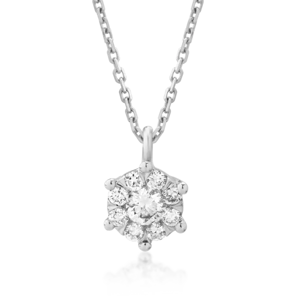 Lant cu pandantiv din aur alb cu diamant de 0.166ct