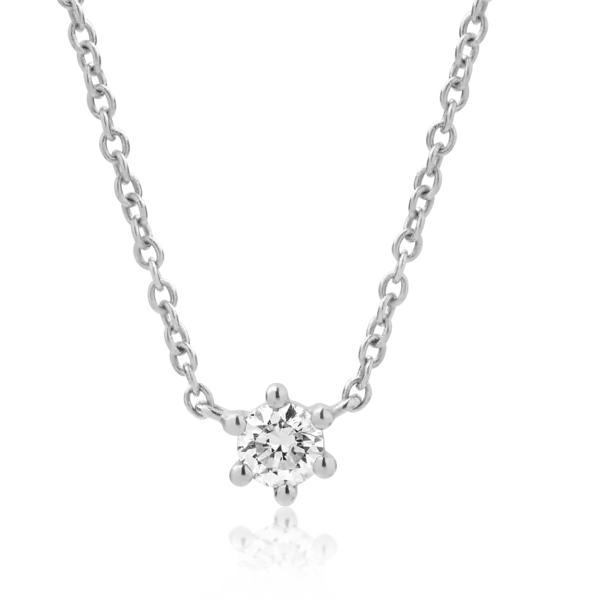 Lant cu pandantiv din aur alb cu diamant de 0.19ct