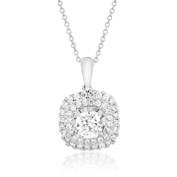 Lant cu pandantiv din aur alb cu diamant de 0.2ct si diamante de 0.11ct