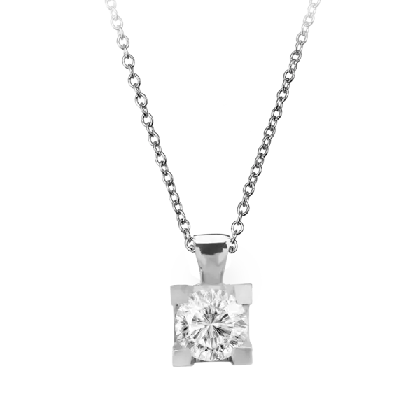Lant cu pandantiv din aur alb cu diamant de 0.39ct