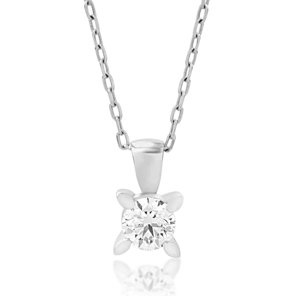 Lant cu pandantiv din aur alb cu diamant de 0.3ct
