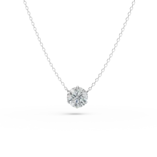 Lant cu pandantiv din aur alb cu diamant de 0.4ct