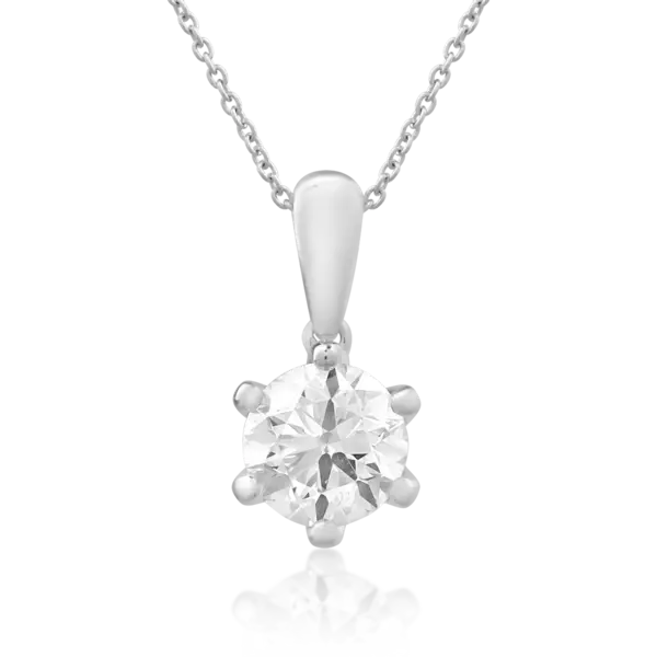 Lant cu pandantiv din aur alb cu diamant de 1ct