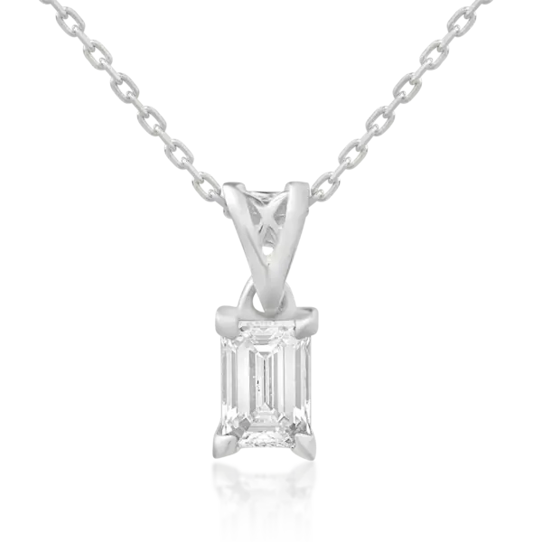 Lant cu pandantiv din aur alb cu diamant emerald de 0.4ct