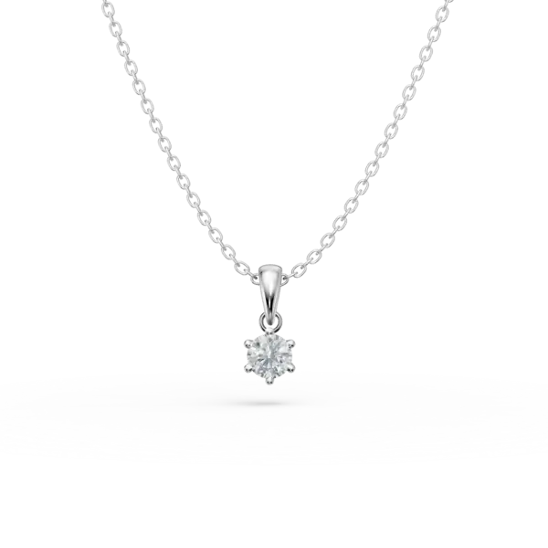Lant cu pandantiv din aur alb cu diamant solitaire de 0.3ct