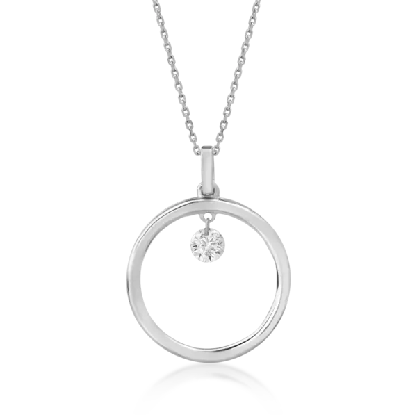Lant cu pandantiv din aur alb cu diamante de 0.11ct