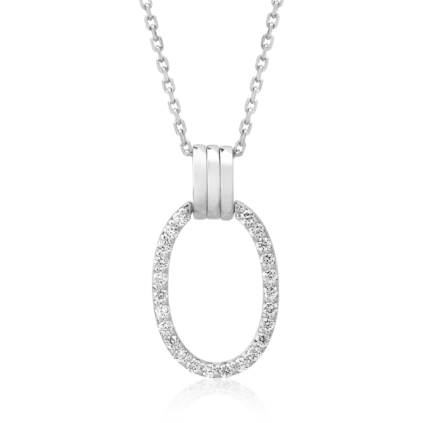 Lant cu pandantiv din aur alb cu diamante de 0.16ct