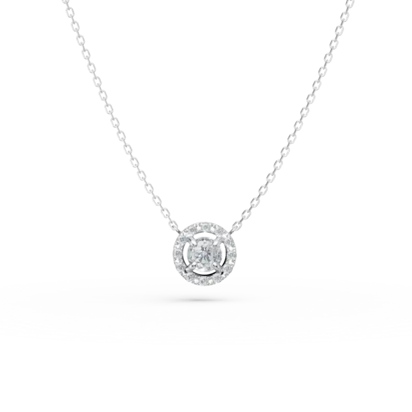 Lant cu pandantiv din aur alb cu diamante de 0.21ct