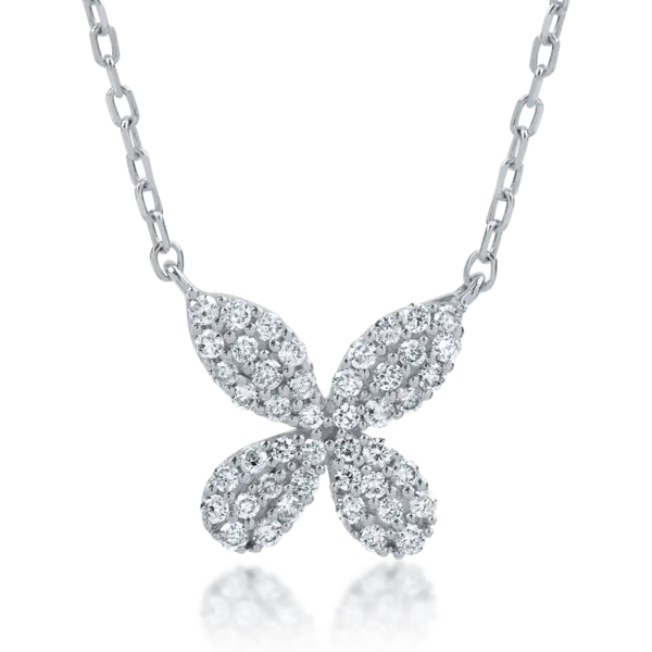 Lant cu pandantiv din aur alb cu diamante de 0.23ct