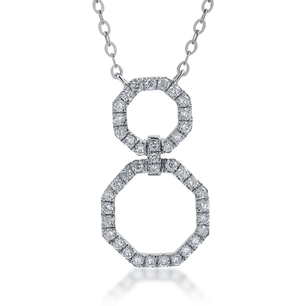 Lant cu pandantiv din aur alb cu diamante de 0.23ct