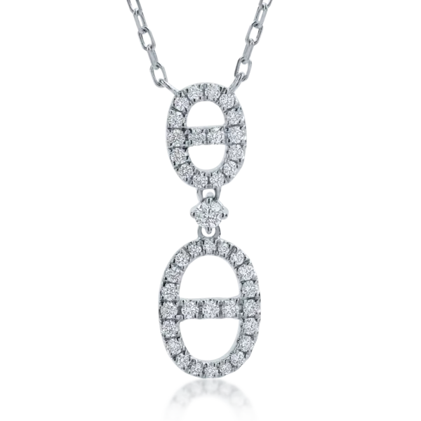Lant cu pandantiv din aur alb cu diamante de 0.26ct