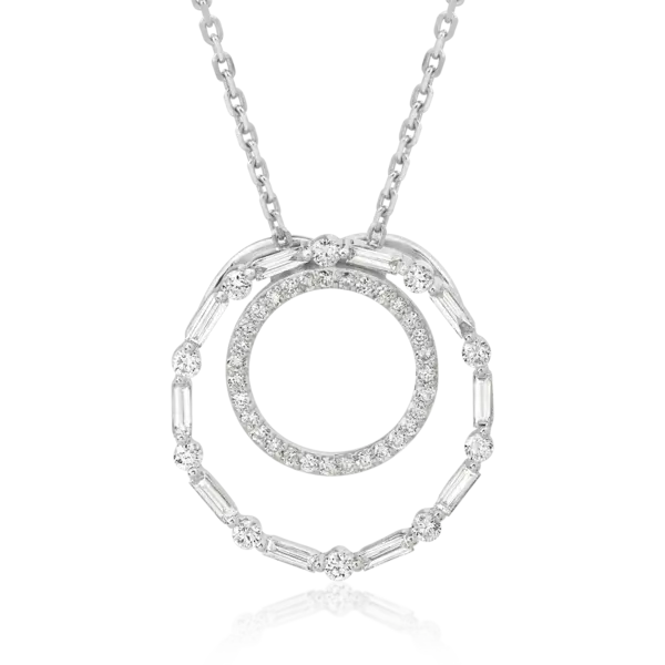 Lant cu pandantiv din aur alb cu diamante de 0.28ct