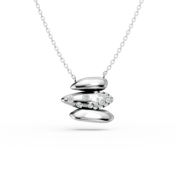 Lant cu pandantiv din aur alb cu diamante de 0.2ct
