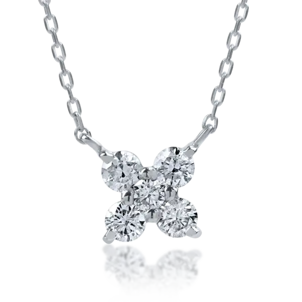 Lant cu pandantiv din aur alb cu diamante de 0.2ct