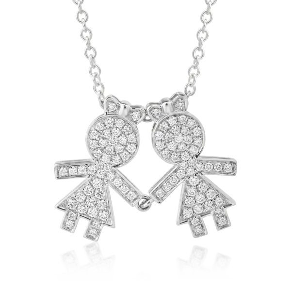 Lant cu pandantiv din aur alb cu diamante de 0.32ct