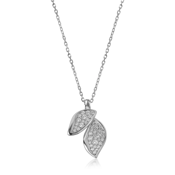 Lant cu pandantiv din aur alb cu diamante de 0.32ct