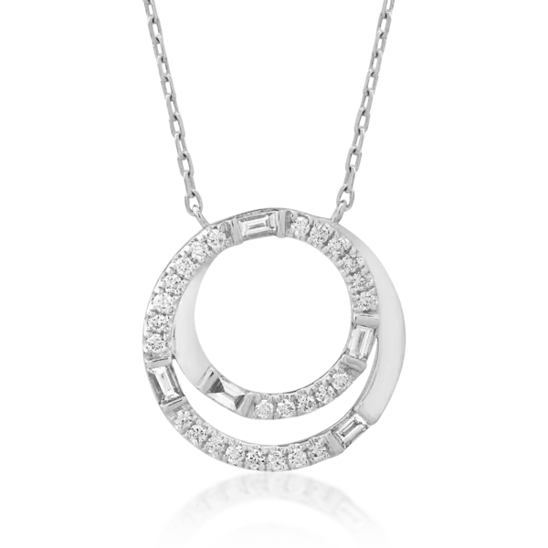 Lant cu pandantiv din aur alb cu diamante de 0.33ct