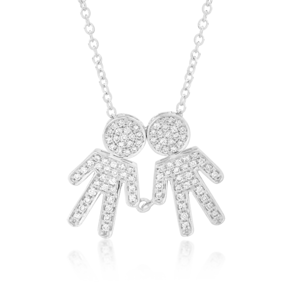 Lant cu pandantiv din aur alb cu diamante de 0.33ct
