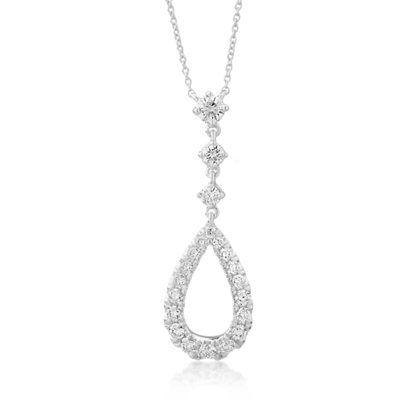 Lant cu pandantiv din aur alb cu diamante de 0.46ct