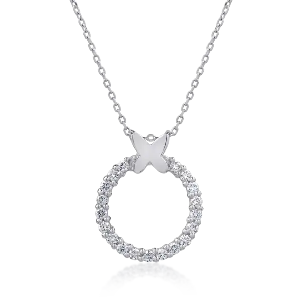 Lant cu pandantiv din aur alb cu diamante de 0.475ct