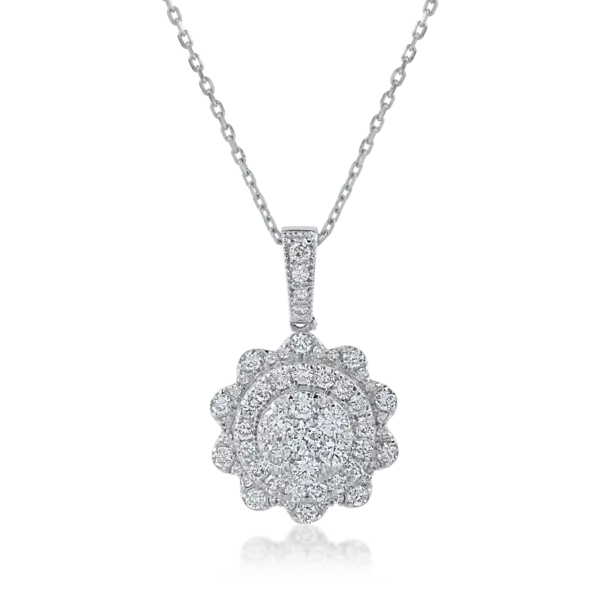 Lant cu pandantiv din aur alb cu diamante de 0.4ct
