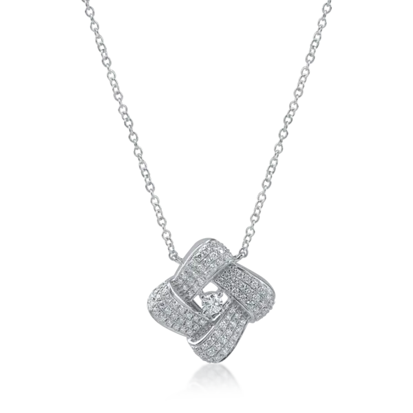 Lant cu pandantiv din aur alb cu diamante de 0.5ct