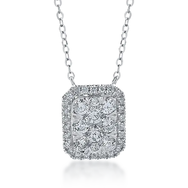 Lant cu pandantiv din aur alb cu diamante de 0.68ct