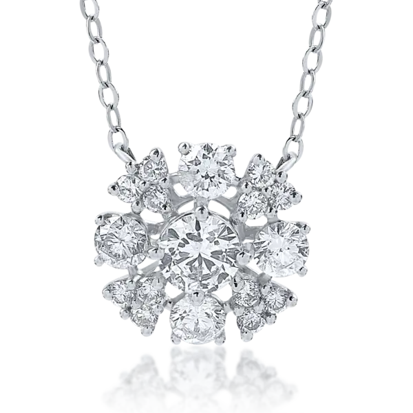 Lant cu pandantiv din aur alb cu diamante de 0.74ct