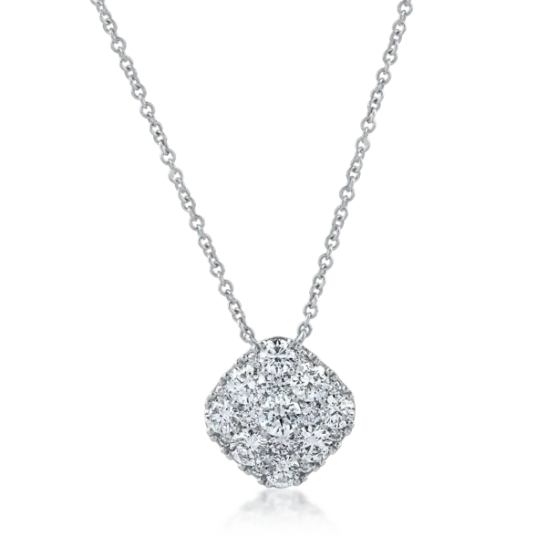Lant cu pandantiv din aur alb cu diamante de 1.1ct