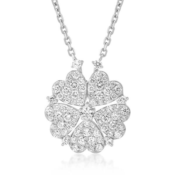 Lant cu pandantiv din aur alb cu diamante de 1.81ct
