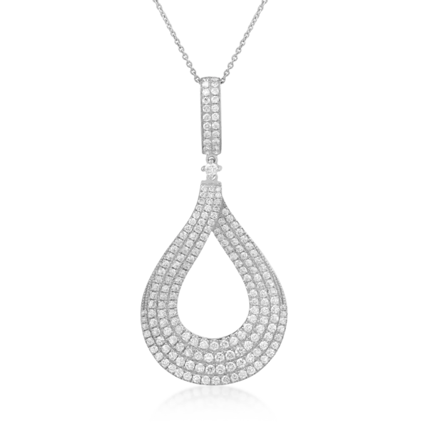 Lant cu pandantiv din aur alb cu diamante de 2.56ct